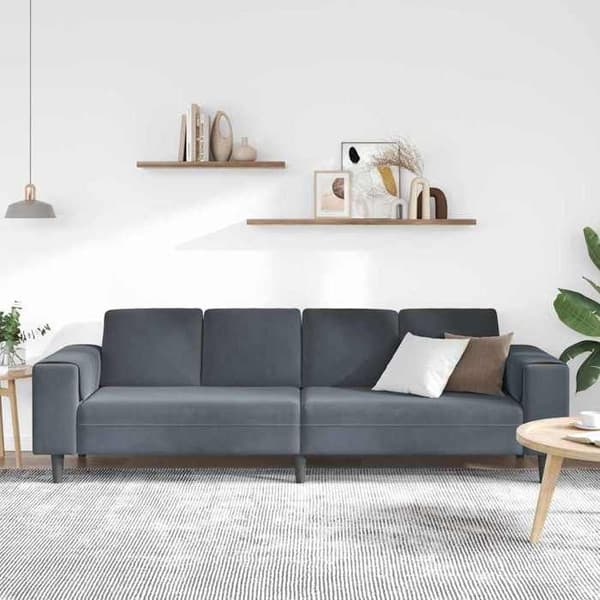 Soffa - MAISON EXCLUSIVE - Maison Exclusive - Mörkgrå - 250 x 77 x 76 cm - Polyesteröverdrag Mörkgrå