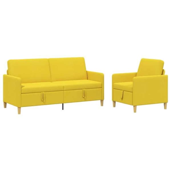 Sofa - EKSKLUSIV HUS - 2 pladser - Hæve-sænkebar med opbevaring - Lys gul - Polyester Ljus gul