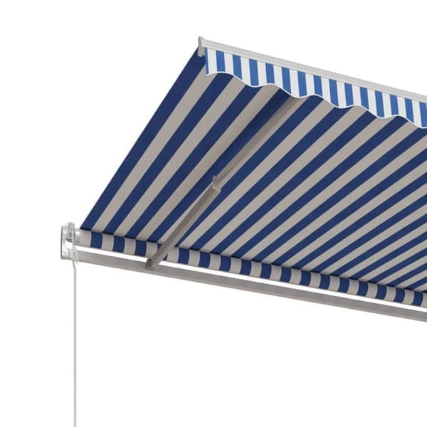 Fällbart tak - EXKLUSIVT HUS - 450x350 cm - Blå och vit - Rostfritt aluminiumram - Polyester PU tyg Blå och vit