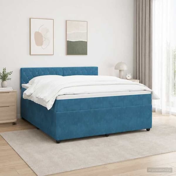 Maison Exclusive - Boxspring-sänky sinisellä patjalla 140 x 200 cm Sametti