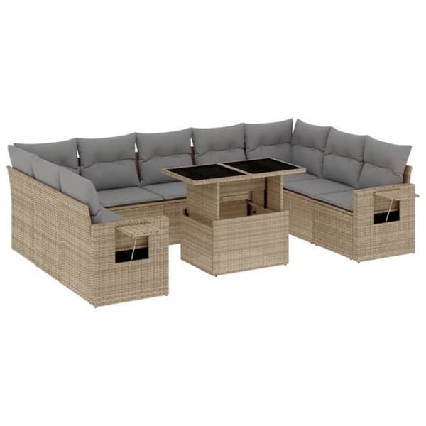 Havemøbler - EKSKLUSIVT HUS - 10 dele - Beige - Flettet harpik - Modulerbart, tykke puder beige
