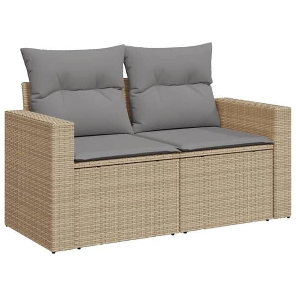 Maison Exclusive - Trädgårdsmöbler med kuddar 7 delar beige flätad resin