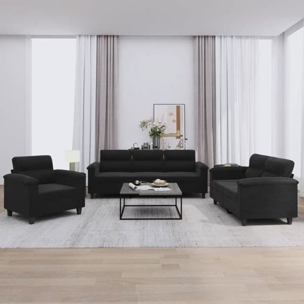 Maison Exclusive - Sæt af 3 sofaer med sorte puder i mikrofiberstof