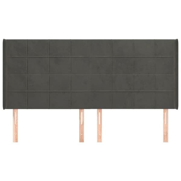 Maison Exclusive - Huvudgavel med öron Mörkgrå 203x16x118/128 cm Sammet mörkgrå