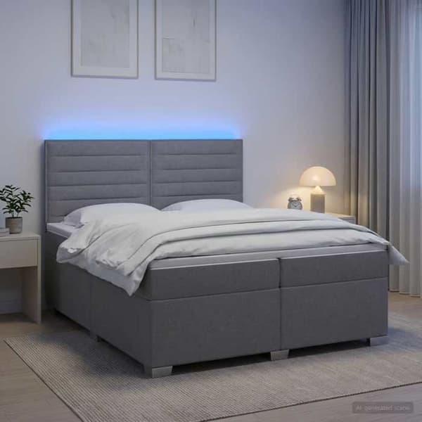 Maison Exclusive - Boxspring säng med madrass Ljusgrå 200 x 200 cm Tyg