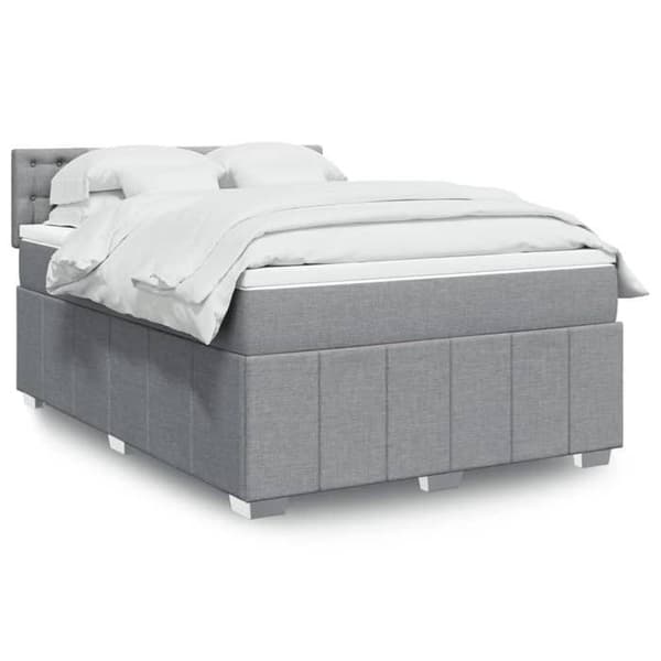 Maison Exclusive - Sengebund med lameller og madras Lys grå 140x190cm Stof