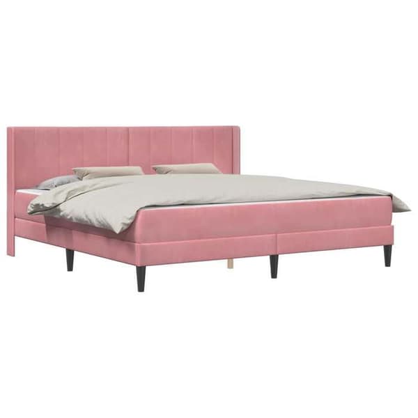 Sängram med madrass - EXKLUSIV HEM - Rektangulär - 200x200 cm - Rosa sammet - Pocketfjädrar Ros