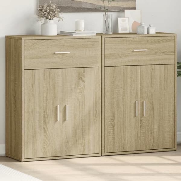 Maison Exclusive - Bufféer 2 st ek sonoma 60x30x84 cm ingenjörsträ