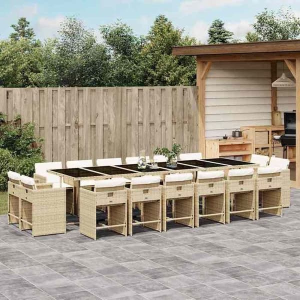 Maison Exclusive - Puutarhakalusteryhmä ja tyynyt 17 kpl beige