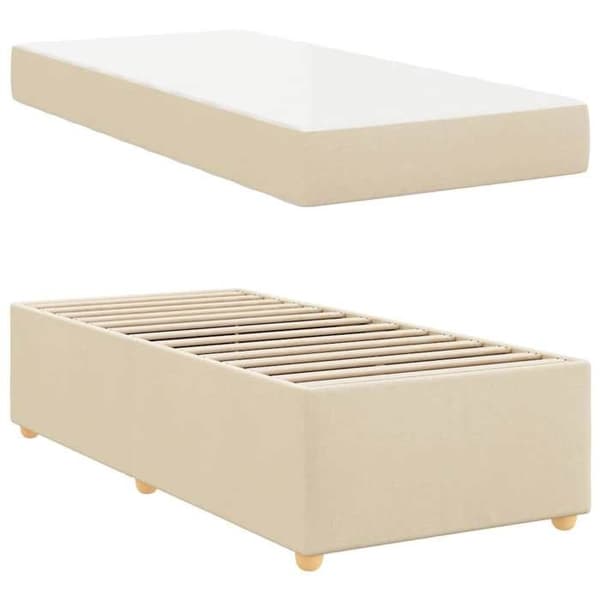 Maison Exclusive - Sängram med madrass Crème 90 x 200 cm tyg