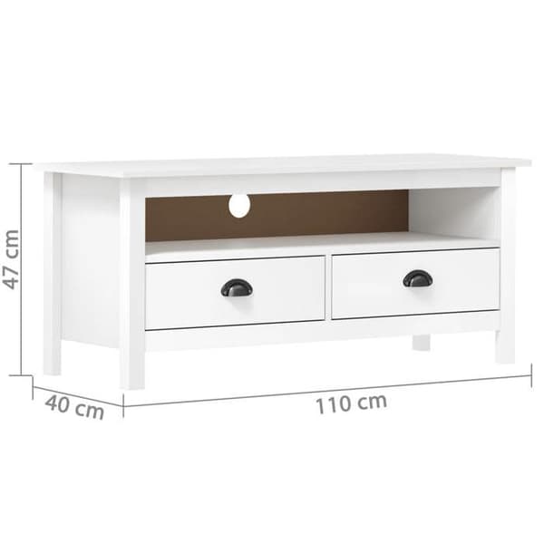 Maison Exclusive - TV-møbel Hill Range Hvid 110x40x47 cm Solid fyrretræ Matt vit