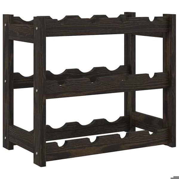 Maison Exclusive - Flaskeholder til 12 flasker sort solid fyrretræ Svart