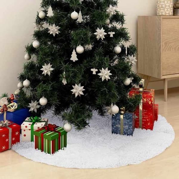 Maison Exclusive - Vit julgran kjol 122 cm i konstpäls Vit
