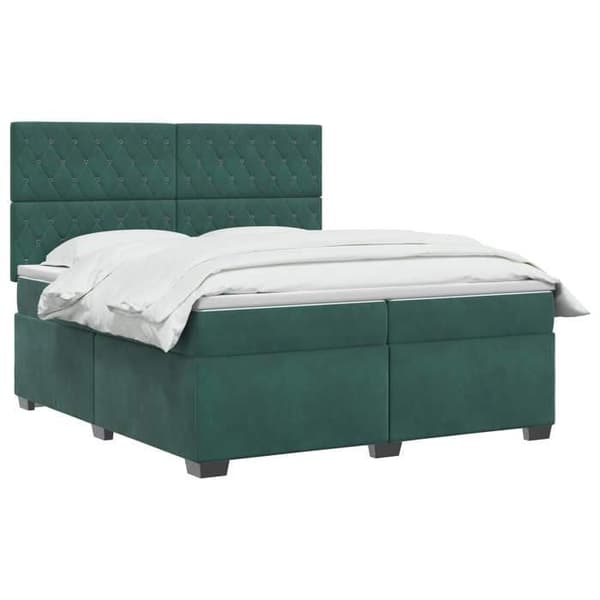 Maison Exclusive - Boxspring säng med mörkgrön madrass 200 x 200 cm Sammet Mörkgrön
