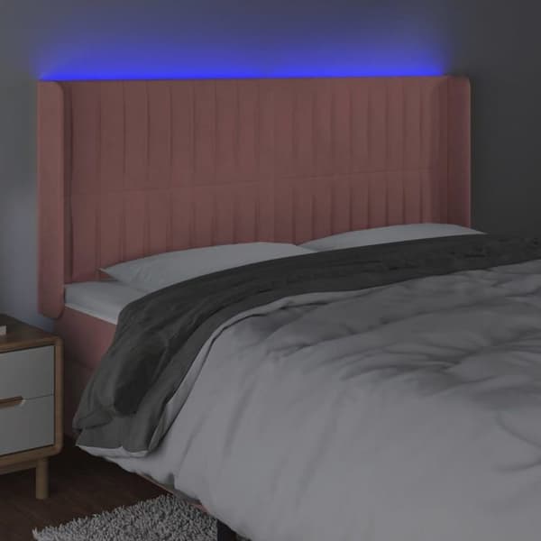 Maison Exclusive - LED Hovedgærde Rosa 203x16x118/128 cm Velour rosa