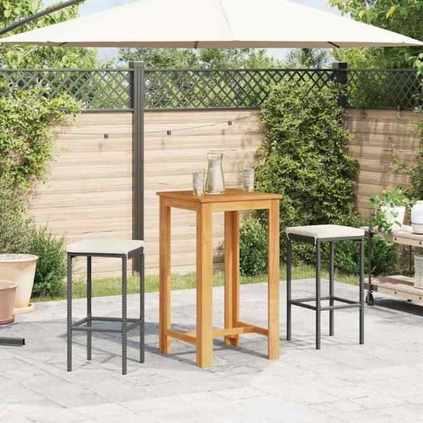Maison Exclusive - Havebar sæt 3 dele sort akacietræ rattan