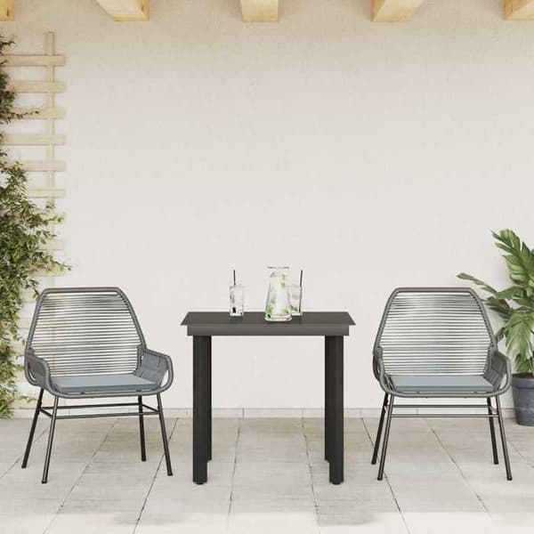 Maison Exclusive - Have spisebord sæt med puder 3 stk grå poly rattan glas