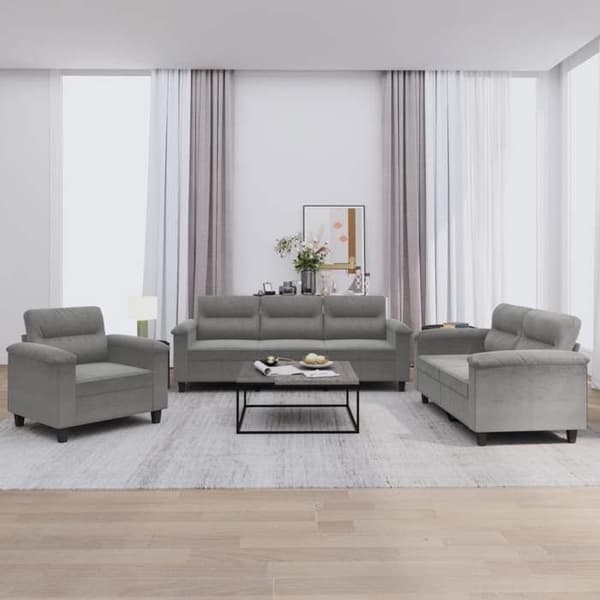 Maison Exclusive - Sæt af 3 sofaer med mørkegrå puder i mikrofiberstof