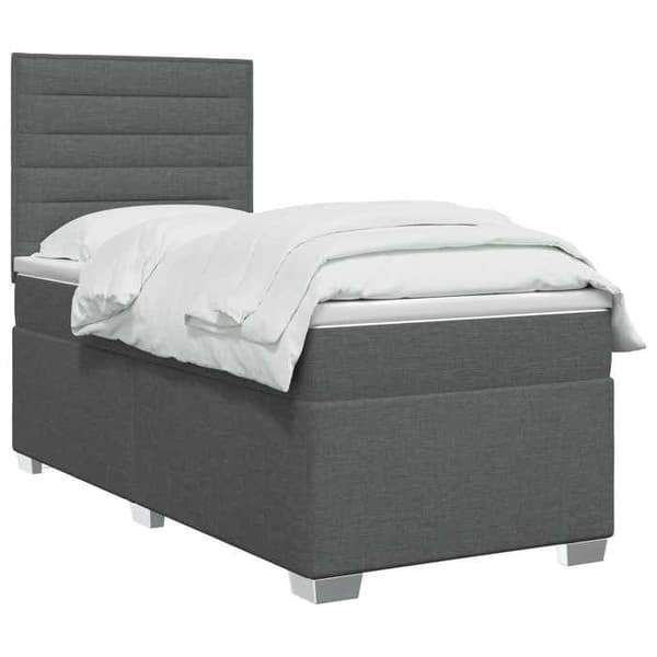 Maison Exclusive - Boxspring säng med madrass Mörkgrå 90 x 190 cm Tyg Mörkgrå