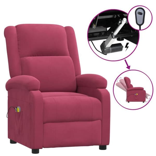 Maison Exclusive - Elektrisk massagefåtölj Bordeaux Sammet Bordeaux