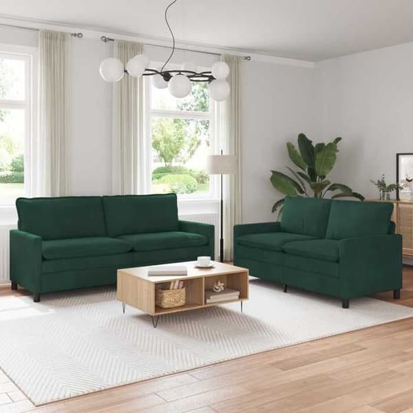 Maison Exclusive - 2 kpl sohvakokonaisuus tummanvihreä sametti