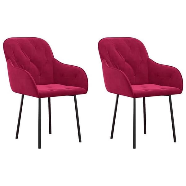 Maison Exclusive - Matstolar set om 2 Röd vinröd Sammet Röd Bordeaux