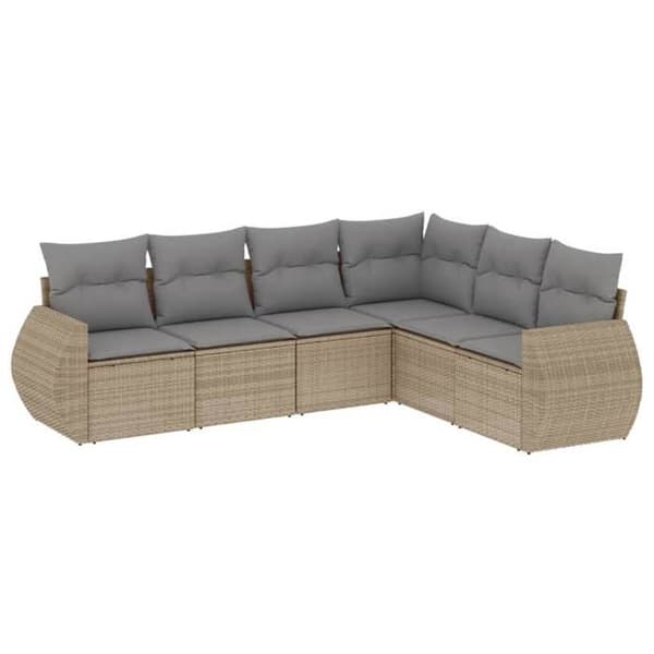 Maison Exclusive - Trädgårdsmöbler med kuddar 6 delar beige flätad resin