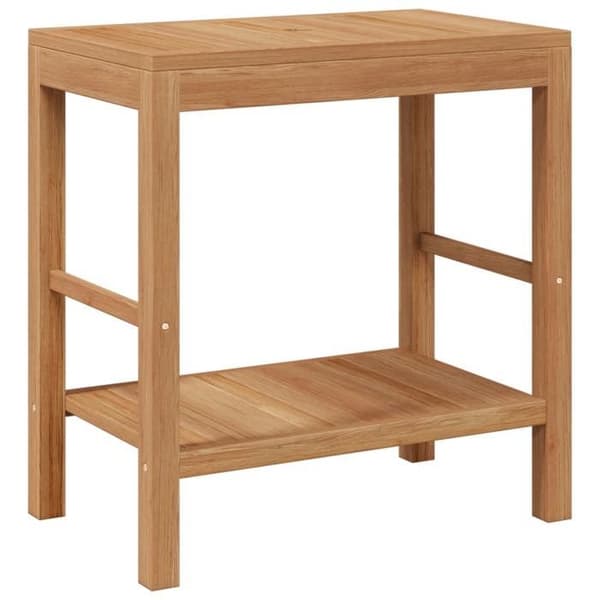 Maison Exclusive - Solid teak badeværelsesskab med vask i flodsten Varm färgad trä