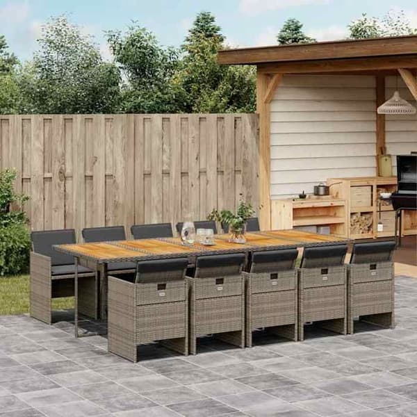 Havemøbler - MAISON EXCLUSIVE - Maison Exclusive - 11 dele - Poly rattan grå - Akacietræ bord Grå