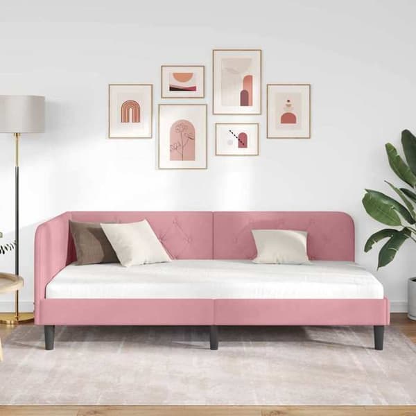 Maison Exclusive - Hörnsängram Rosa 100 x 200 cm Sammet