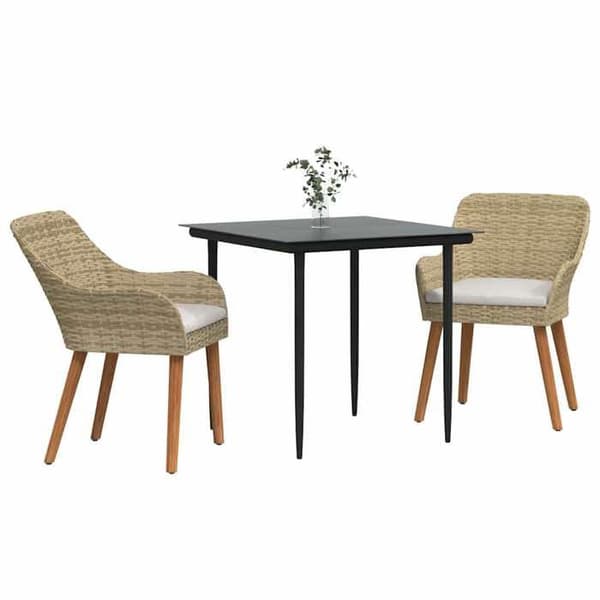 Maison Exclusive - 3-delars matgrupp för trädgård i beige polyrotting beige