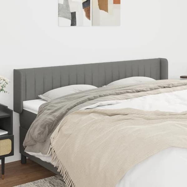 Maison Exclusive - Päätylevy korvilla Tummanharmaa 183x16x78/88 cm Kangas Mörkgrå