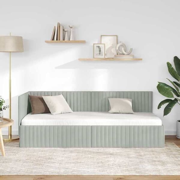 Maison Exclusive - Vaaleanharmaa kulmasänky 80 cm x 200 cm Sametti