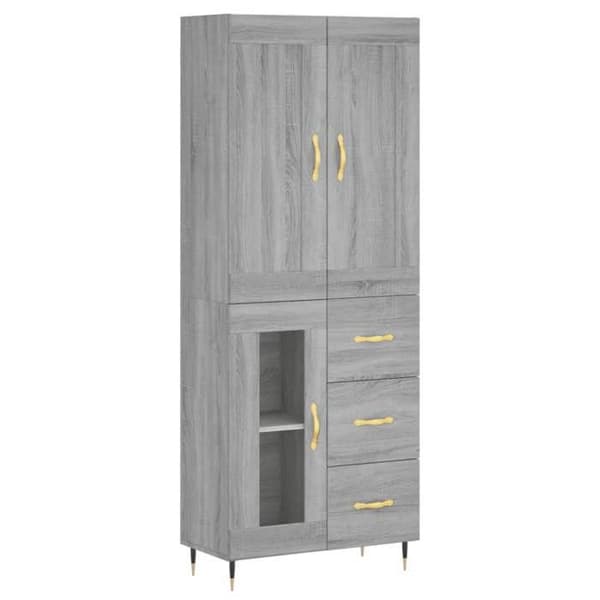 Maison Exclusive - Buffé hög Sonoma grå 69,5x34x180 cm Ingenjörsträ