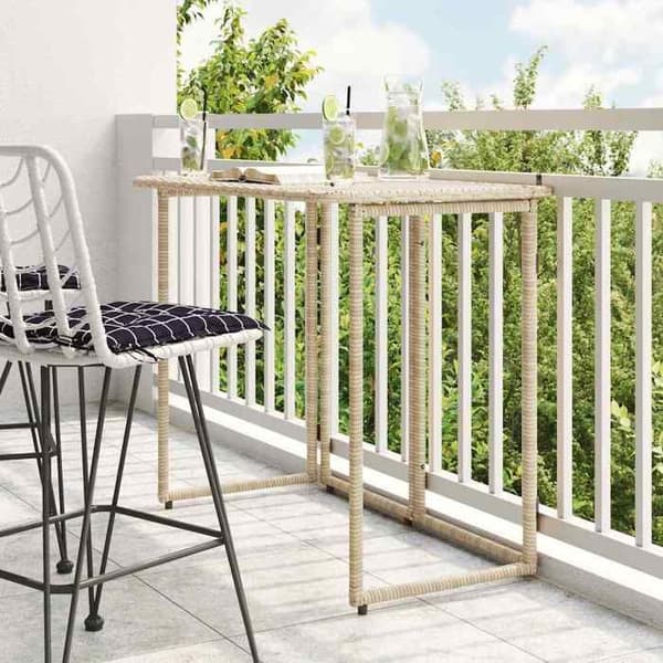 Foldbart havebord - MAISON EXCLUSIVE - Klassisk - Beige - Polyrotin - Stålramme 90x51x75 cm beige