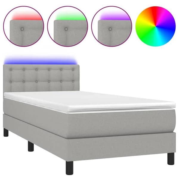 Maison Exclusive - Lamelseng madras LED Lys grå 100x200 cm Stof