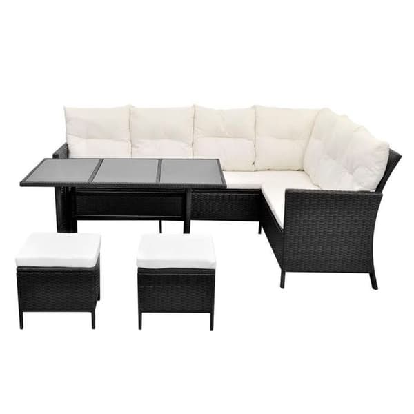 Maison Exclusive - Trädgårdsmöbler 4 delar med kuddar, flätad resin, svart