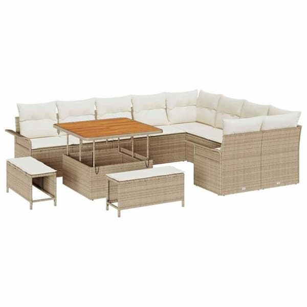 Trädgårdsmöbelset - EXKLUSIV HEM - Modulär - Beige - Polyrotting - Justerbart höjd bord beige