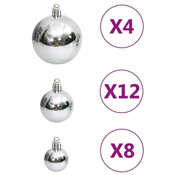 Maison Exclusive - 111-osainen hopeinen joulupallojen setti, polyesteri Silver