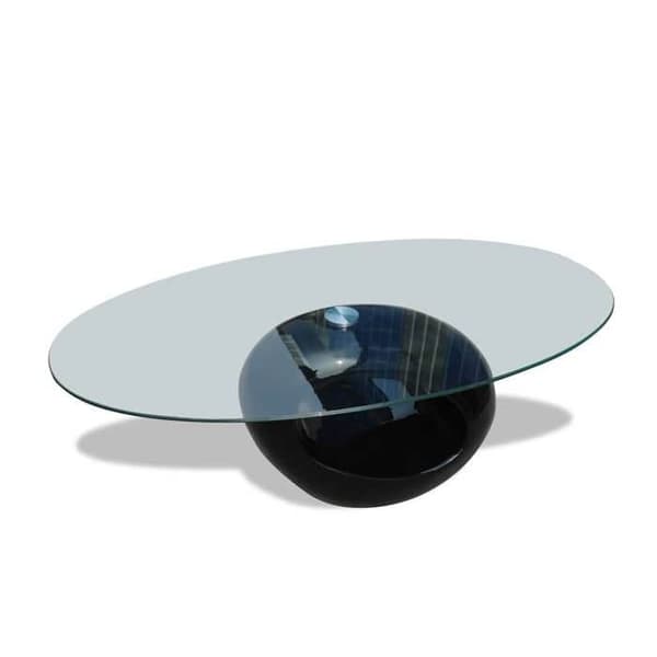 Maison Exclusive - Sofabord med oval sort glasplade Skinande svart