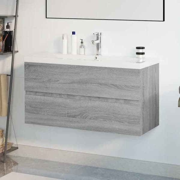 Maison Exclusive - Vaskeskab med integreret vask Sonoma grå Ingeniørtræ