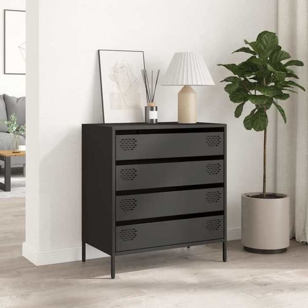 Maison Exclusive - Buffet sort 68x39x73,5 cm koldvalset stål Svart