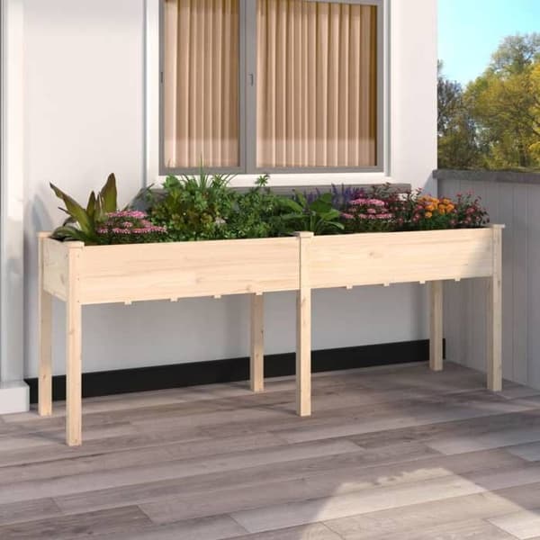 Maison Exclusive - Blomlåda med foder 203x53x76 cm massiv granträ