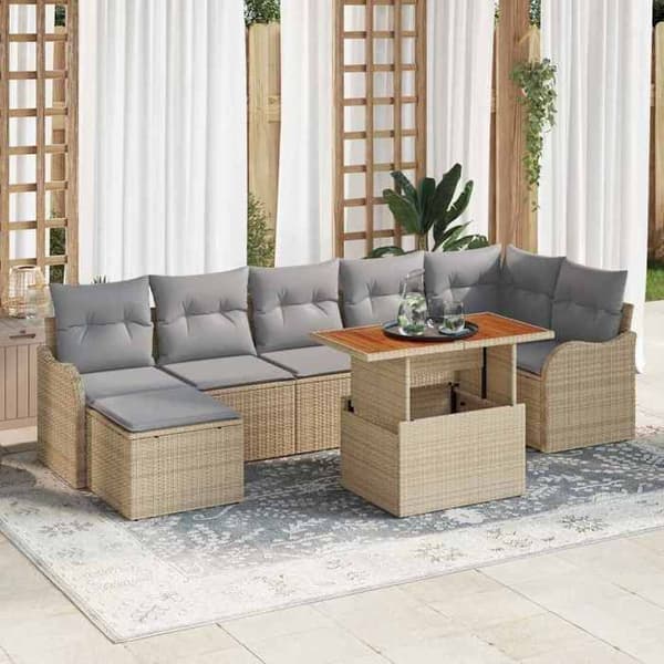 Maison Exclusive - 8 osan beige ja vaaleanharmaa puutarhakalustesarja