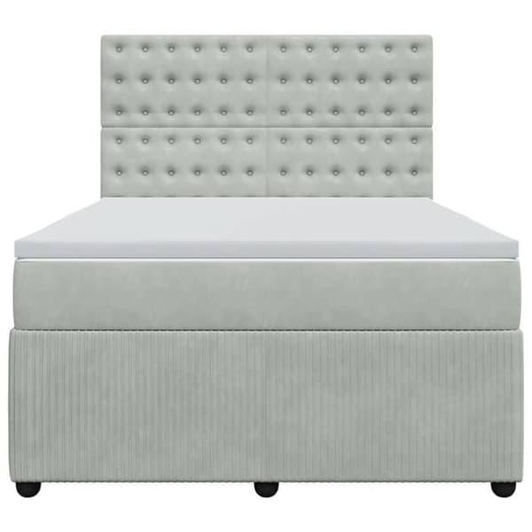 Maison Exclusive - Seng solid bund med socker og madras Grå 160x200cm Velour