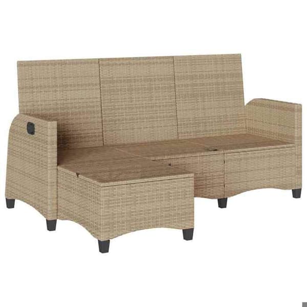 Maison Exclusive - Justerbar trädgårdssoffa med L-formade kuddar i beige polyrotting beige