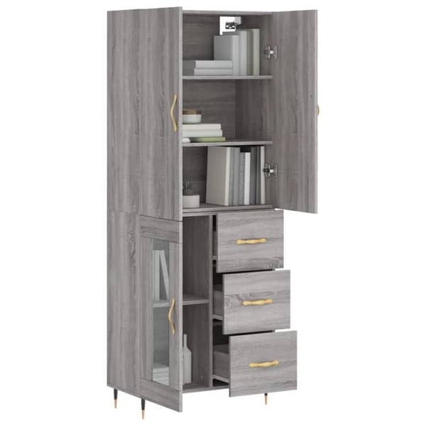 Maison Exclusive - Buffé hög Sonoma grå 69,5x34x180 cm Ingenjörsträ