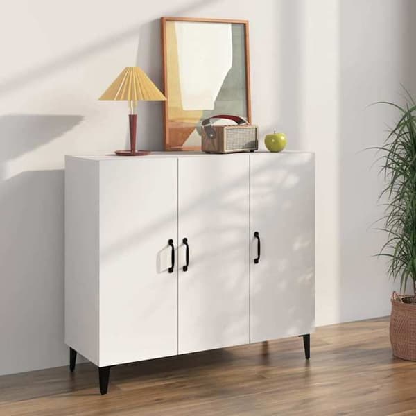 Maison Exclusive - Hvidt buffet 90x34x80 cm ingeniørtræ