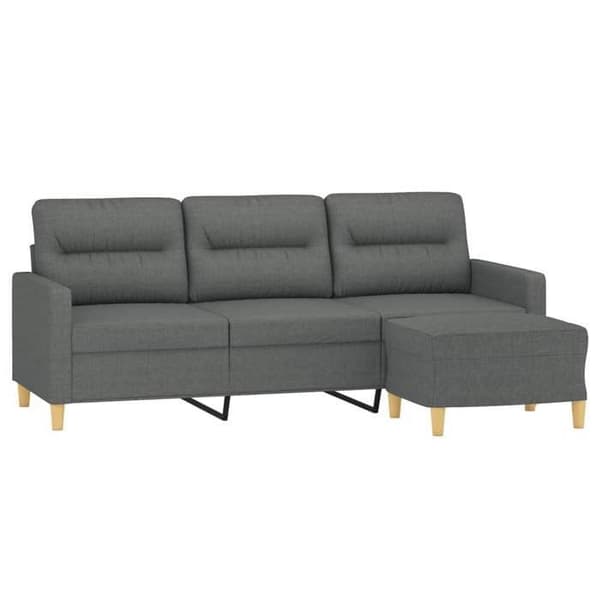 Maison Exclusive - 3-sitssoffa med fotstöd Mörkgrå 180 cm Tyg Mörkgrå