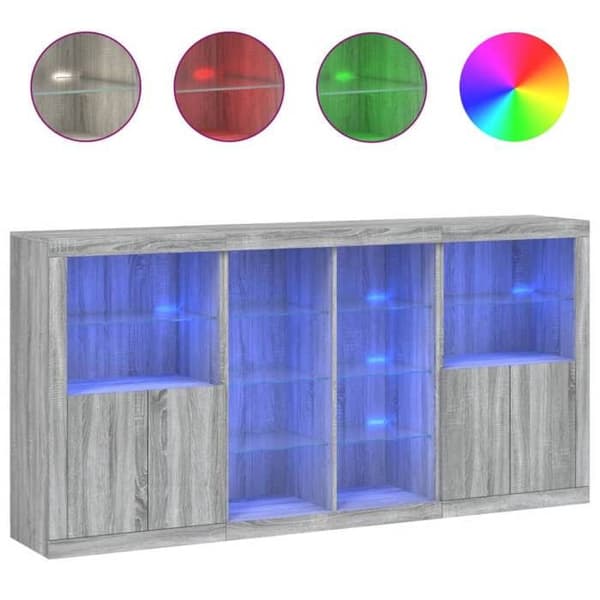 Maison Exclusive - Buffé med LED-lampor sonoma grå 202x37x100 cm